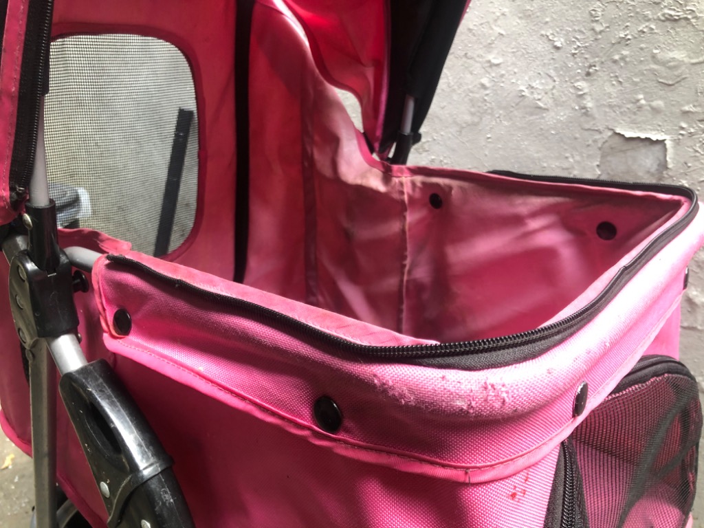 pink dog stroller