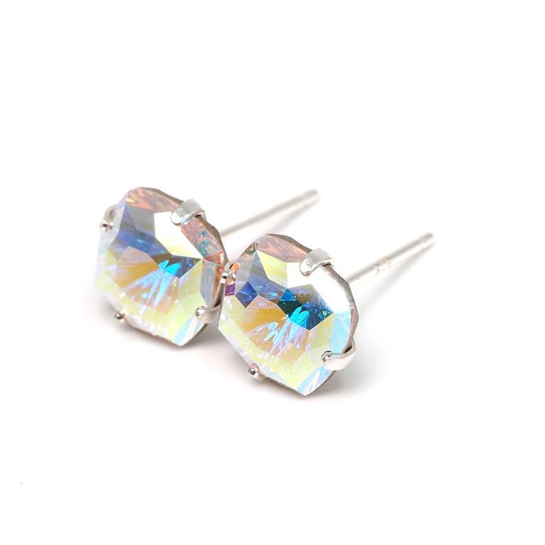 Rainbow Mystic Swarovski Crystal Sterling Silver Earrings 8mm