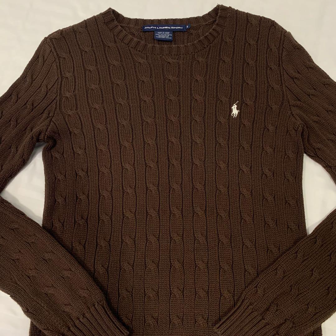 Ralph Lauren Cable Knit Brown Sweater, Women's Fashion, Tops, Other Tops on  Carousell