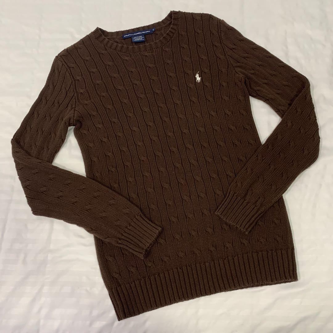 Top 94+ imagen ralph lauren brown cable knit sweater