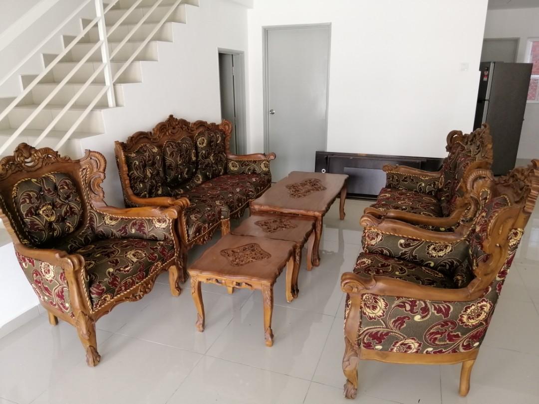 Set on sale sofa kayu