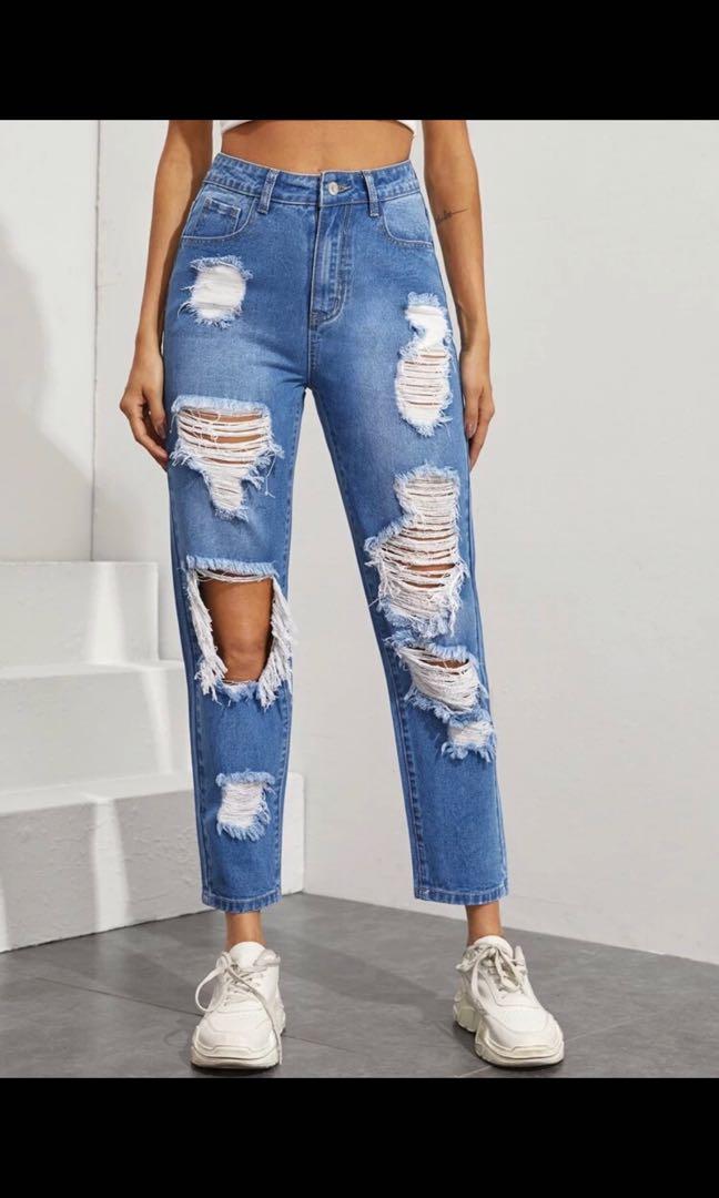 Cheap blue ripped jeans Clearance