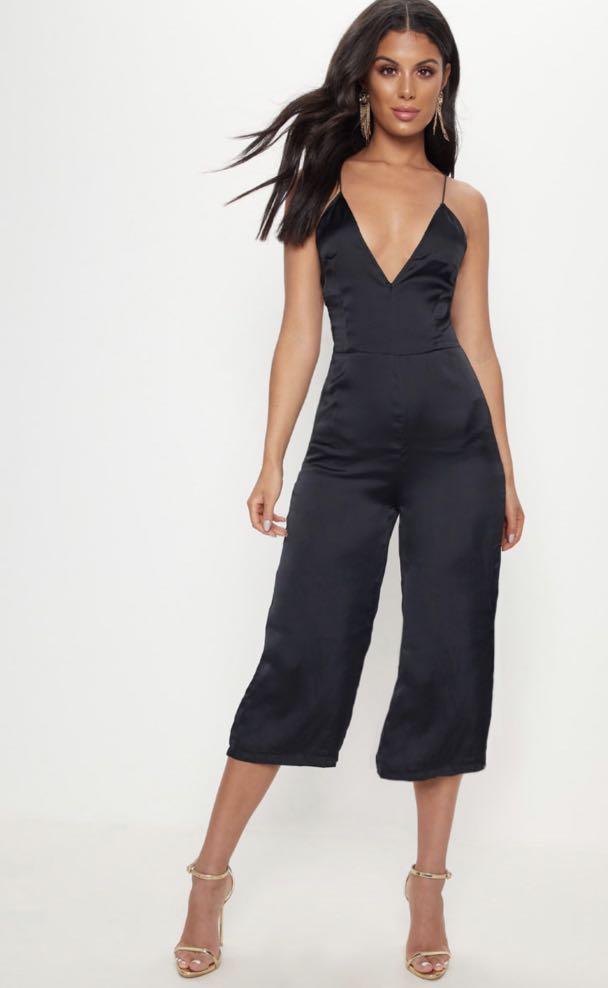Womens black culotte jumpsuit clearance