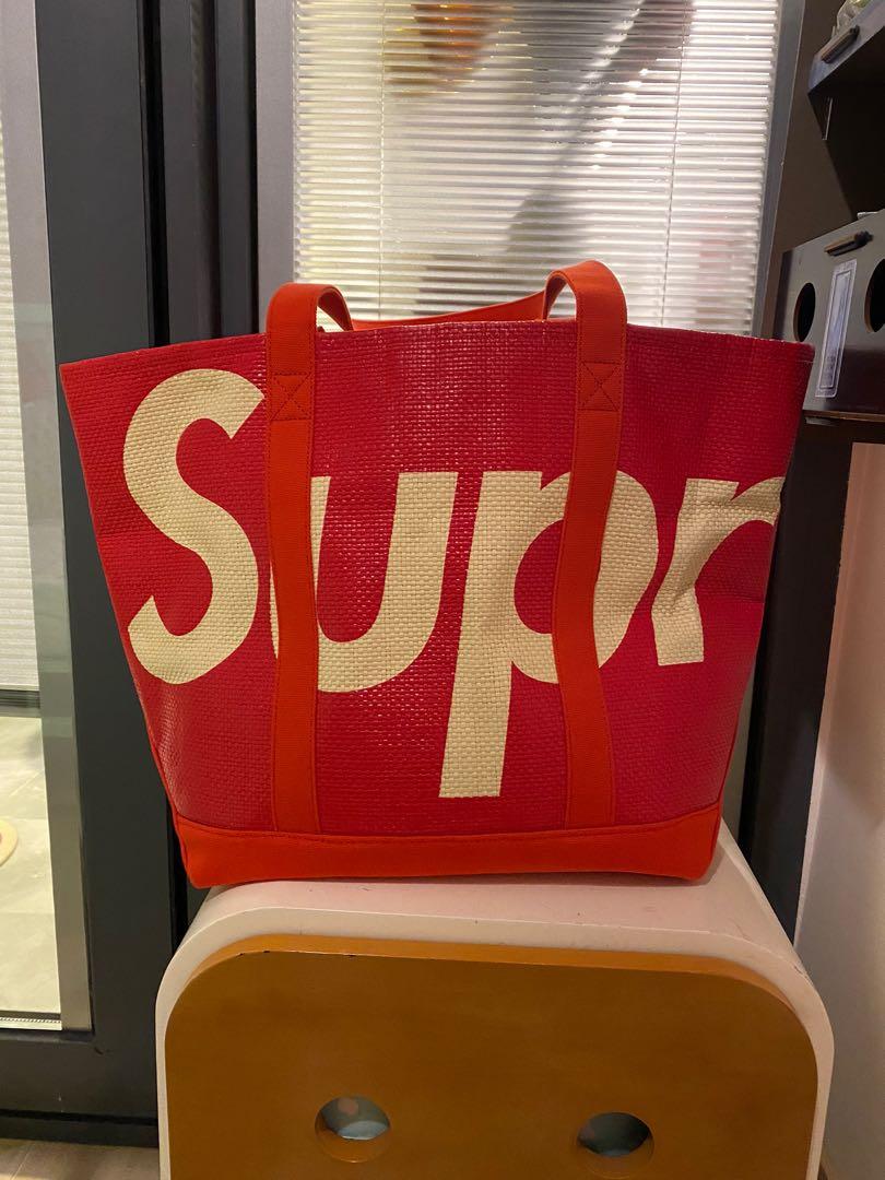 Supreme raffia tote bag, 名牌, 手袋及銀包- Carousell