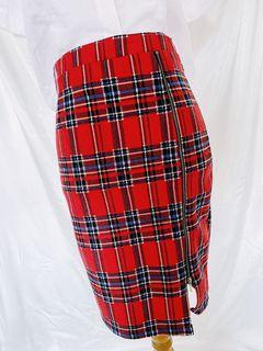 Tartan Skirt Red Midi Skirt