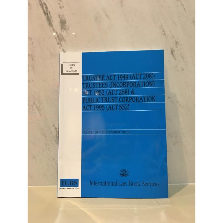 Trustee Act 1949 Act 208 Trustee Incorporation Act 1952 Act 258 Public Trust Corporation Act 1995 Act 532 Books Stationery Books On Carousell
