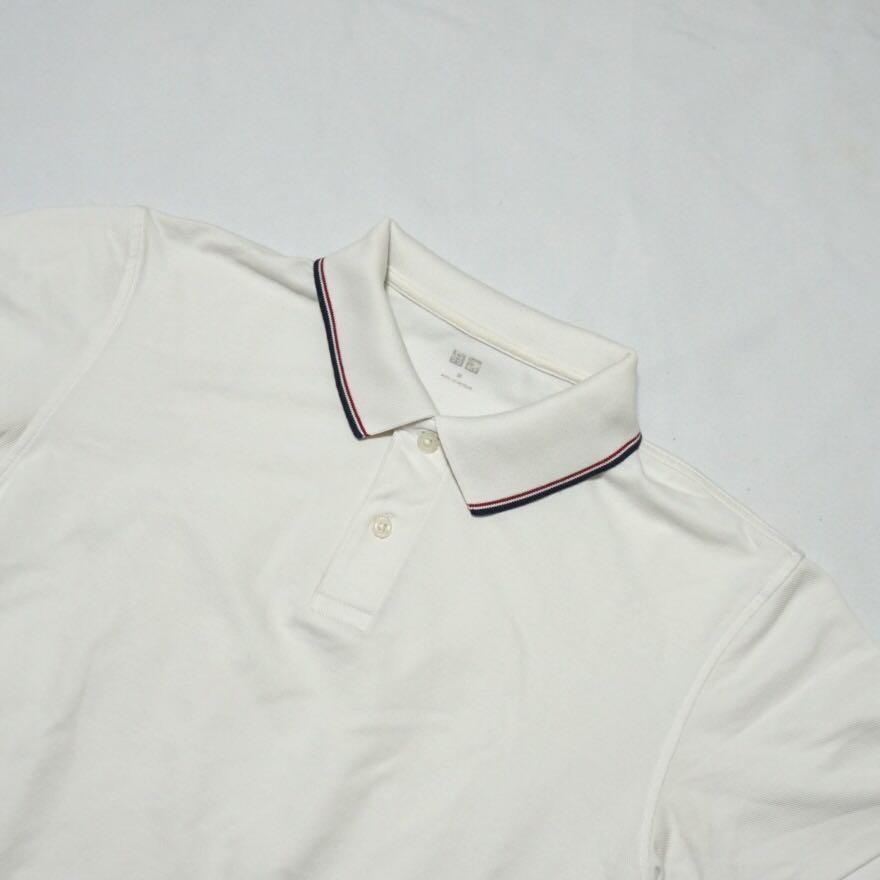 Uniqlo] White Polo Shirt with Red/Navy 