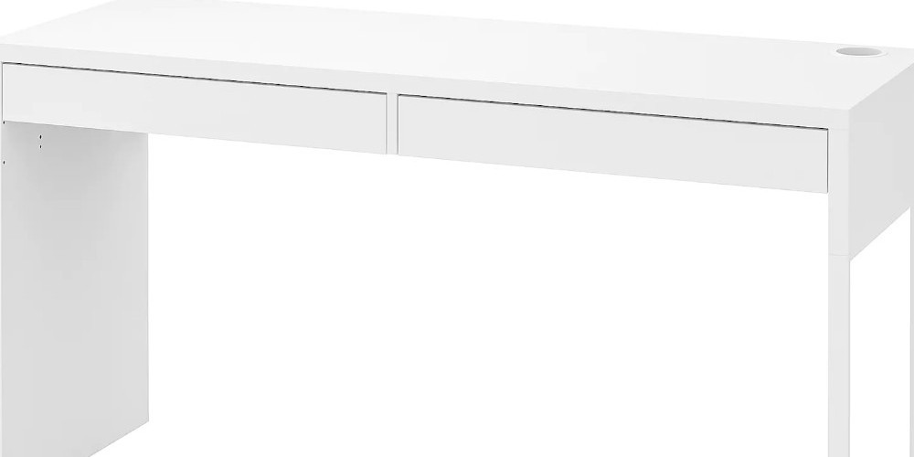 White study table Ikea MICKE, Furniture & Home Living, Furniture