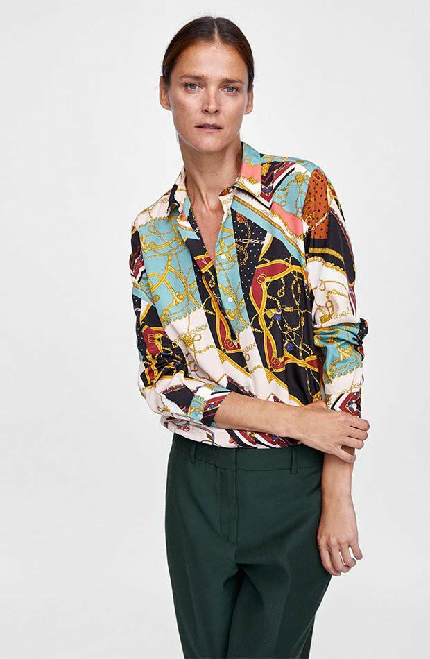 zara chain patchwork print dress