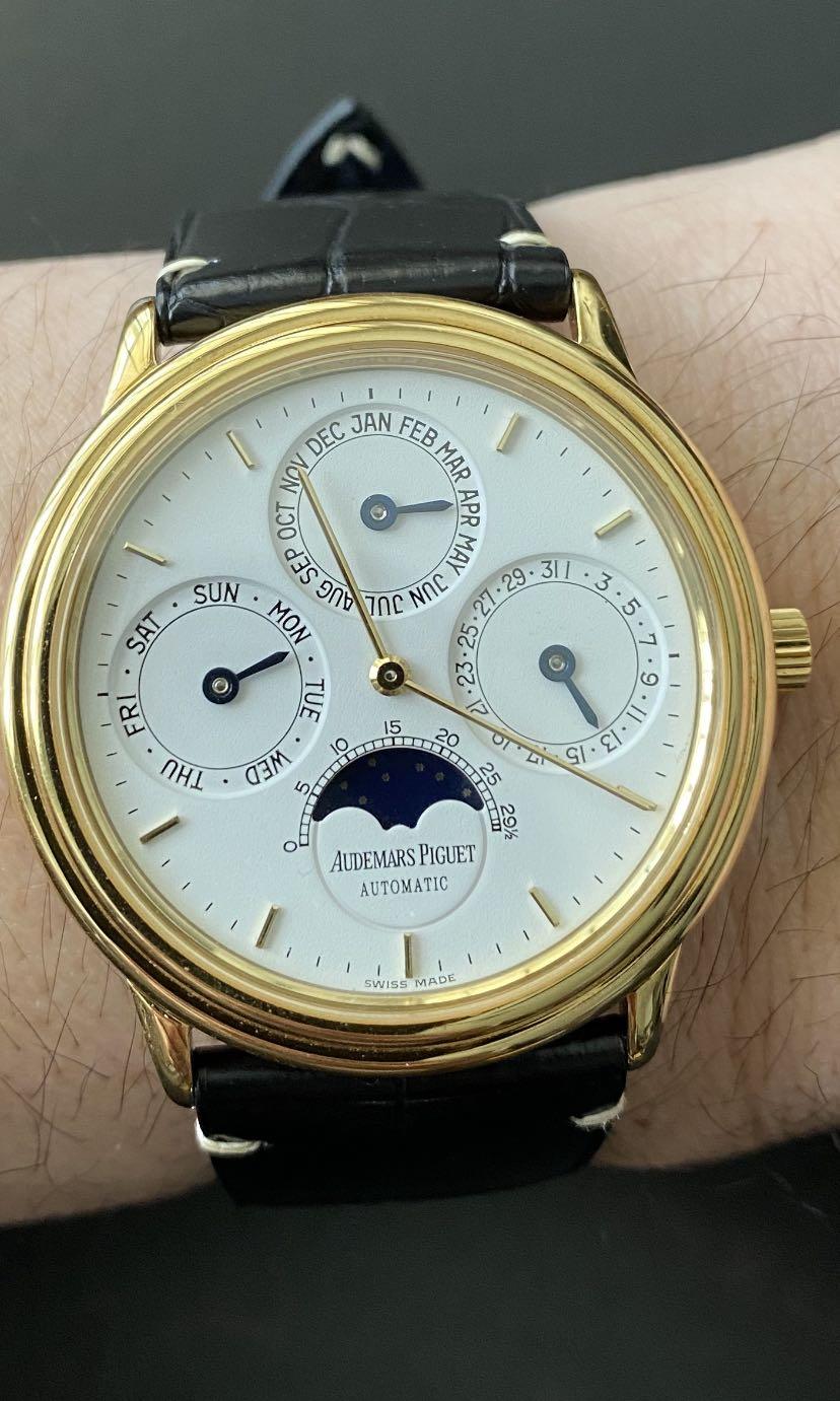 18K Full Gold Audemars Piguet Quantieme Perpetual Calendar w AP Tang Buckle