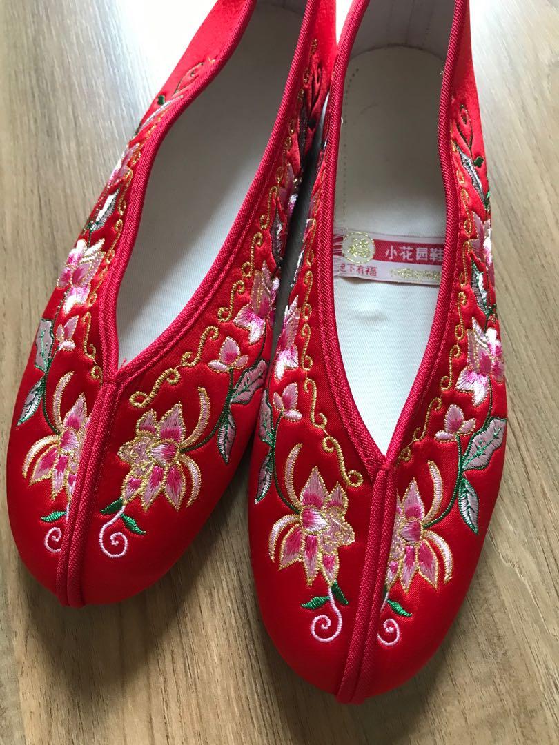 Women Xiuhe Wedding Shoes Chinese Bridal Shoes Heightened Tassels Hanfu  Shoes | eBay