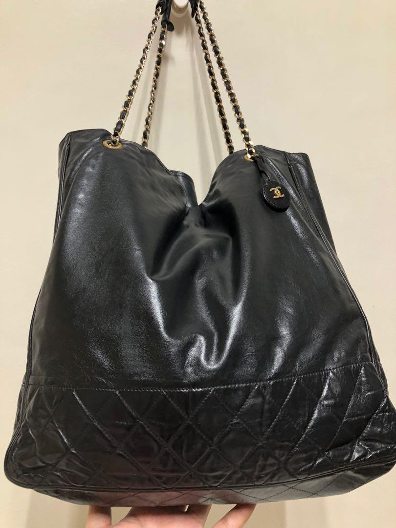 Vintage Chanel Black Lambskin Bucket Bag Rare Medium Size  Mrs Vintage   Selling Vintage Wedding Lace Dress  Gowns  Accessories from 1920s   1990s And many One of a kind