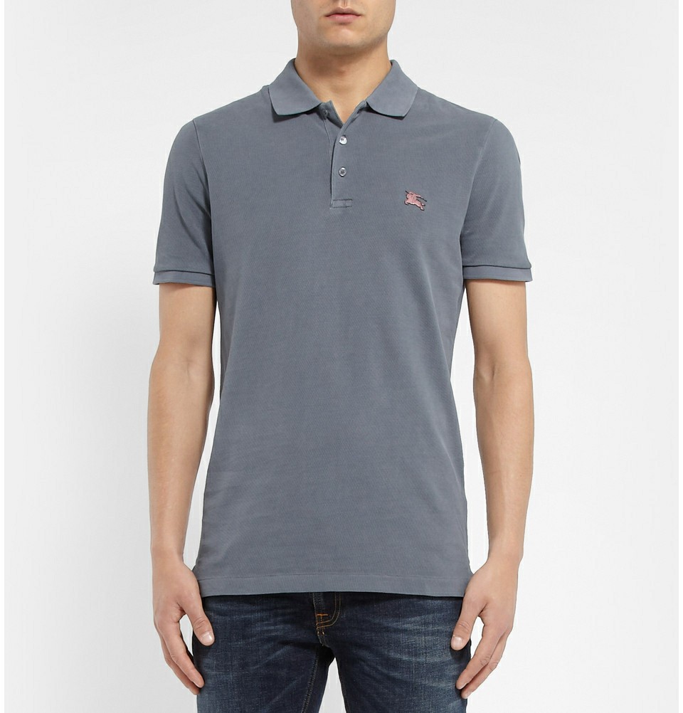 Authentic Burberry Polo Tee with Metal Logo Men s Fashion Tops