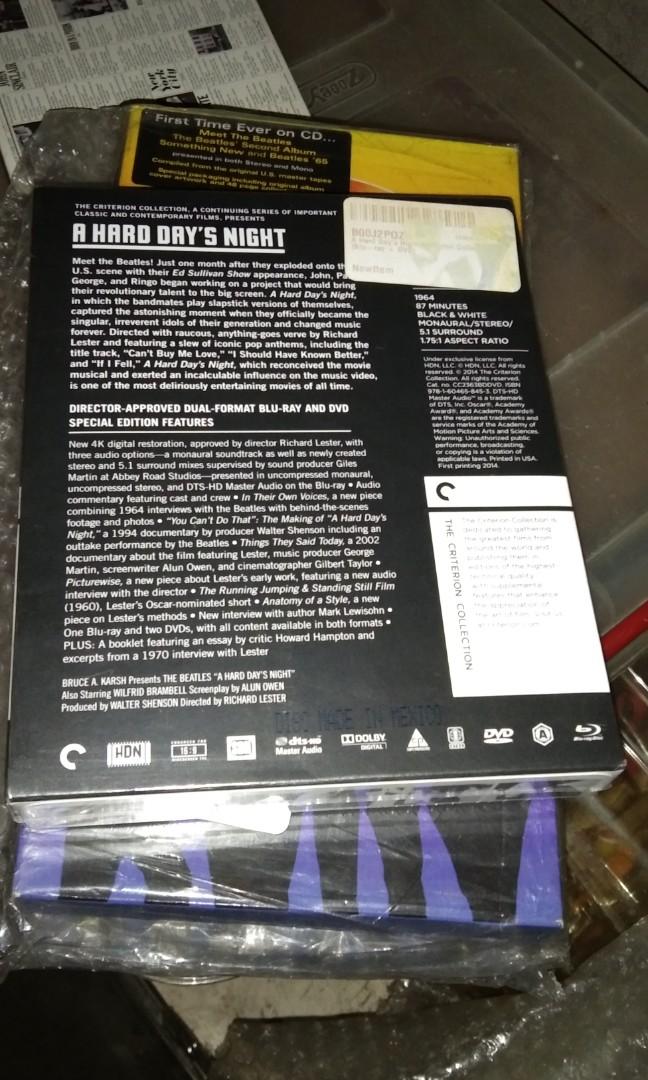 Beatles a hard days night boxset (Category: CDs & DVDs) located in Manila. Submitted by ramonrobin.cruz (Listing ID 1039686762, Image 2). Description: For sale = 5000php Beatles A Hard Day's Night (Criterion Collection) (Blu-ray + DVD) Brandnew sealed made in USA Contact 09360833528 https://www.facebook.com/Robin-Cruz-special-order-merchandise-111838937020408/.