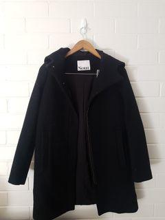 Black hooded coat