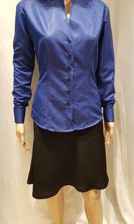Blue V Neck Collar Blouse