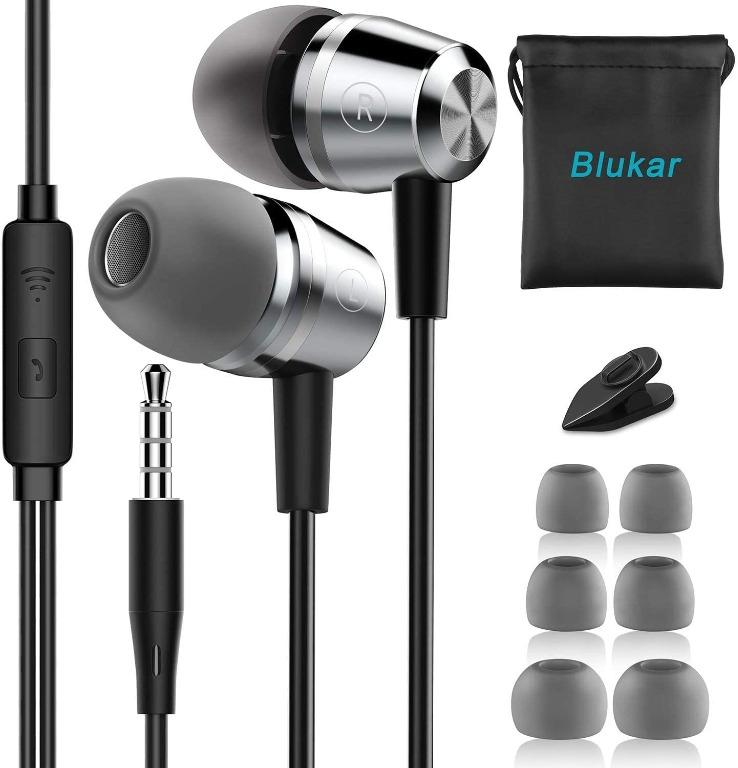 Wired Earbuds, Blukar in-Ear Headphones Earphones with High Sensitivity  Microphone - Noise Isolating, High Definition, Stereo Pure Sound for  iPhone, iPad, Galaxy, Smartphone, MP3 Players - Silver 