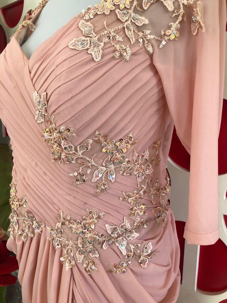 Blush pink ninang gown, Women's Fashion, Dresses & Sets, Evening
