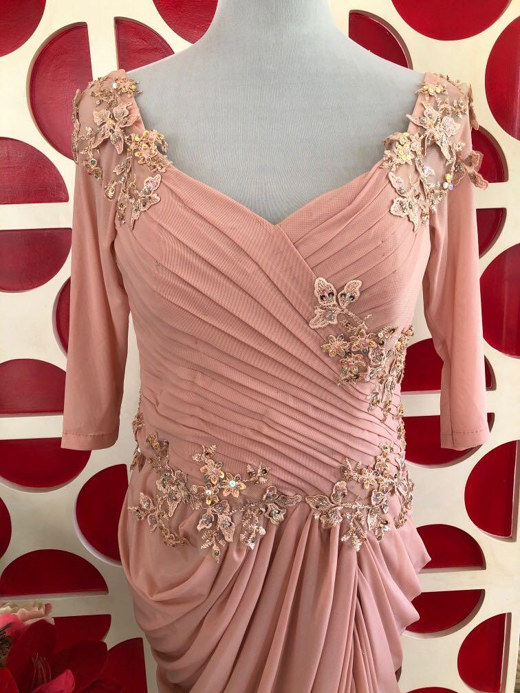 Blush pink ninang gown, Women's Fashion, Dresses & Sets, Evening