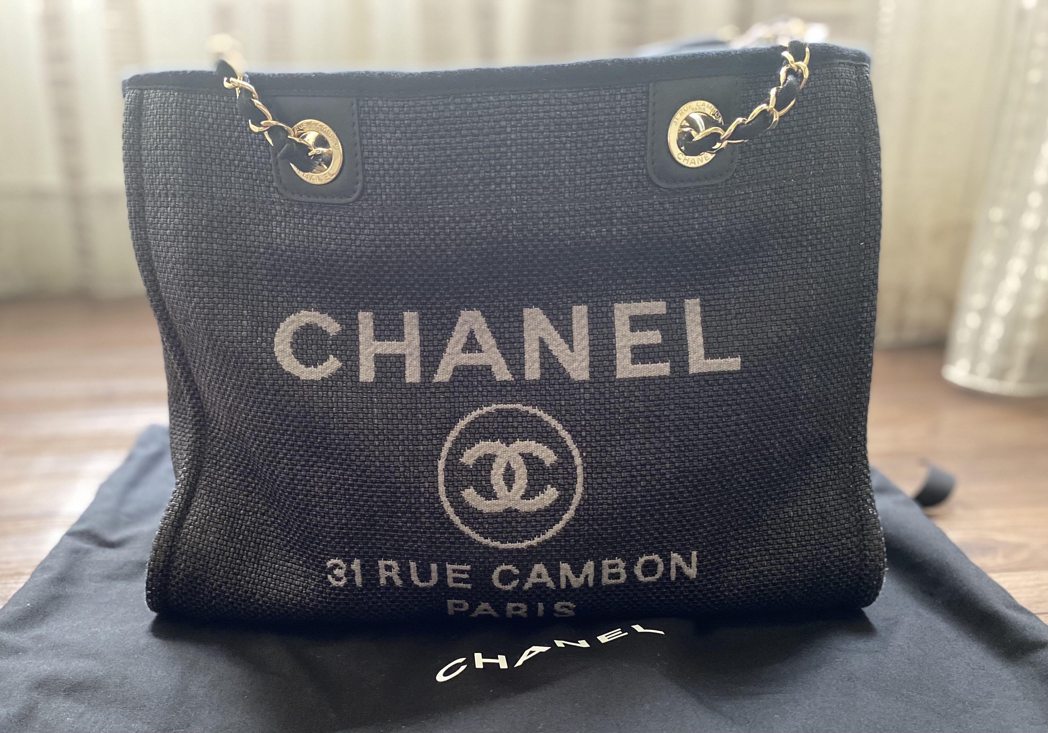 Chanel Navy Blue Tweed Medium Deauville Tote Chanel | The Luxury Closet