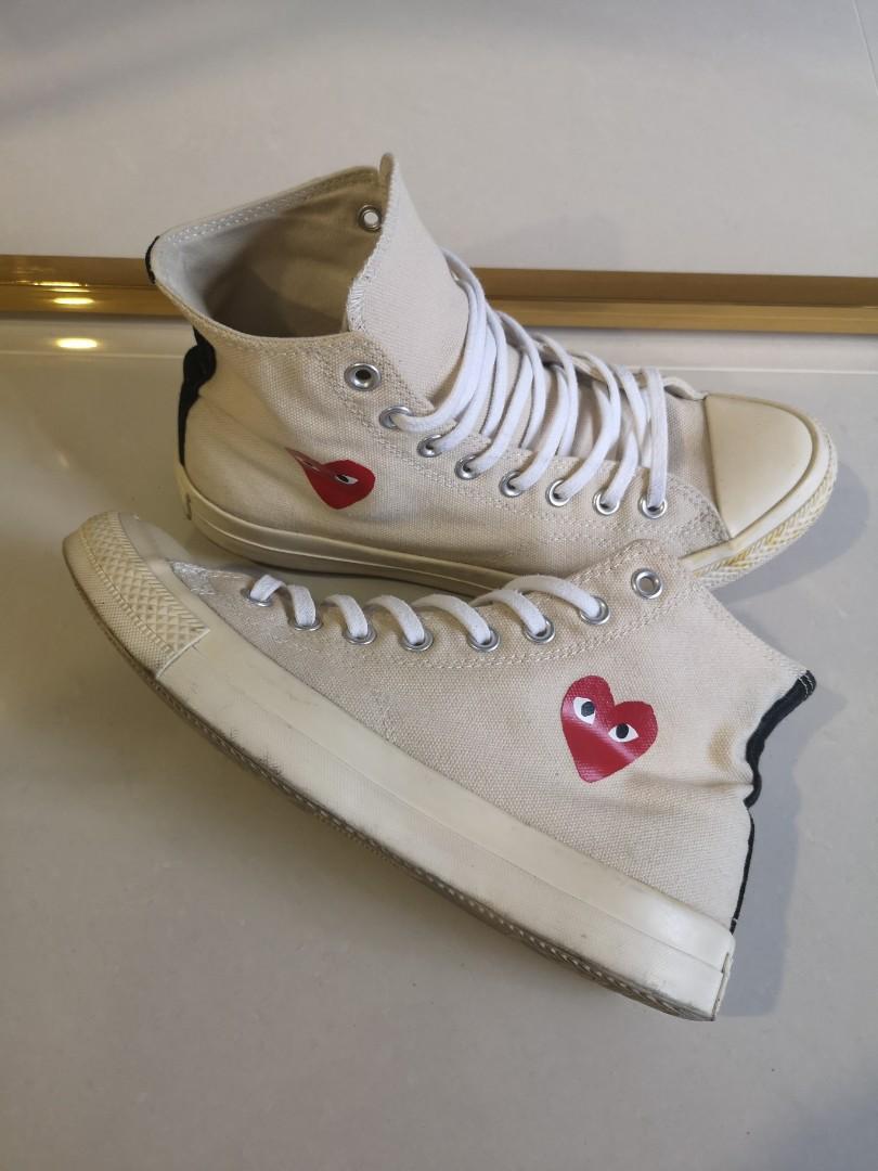 Cdg cream top converse small heart