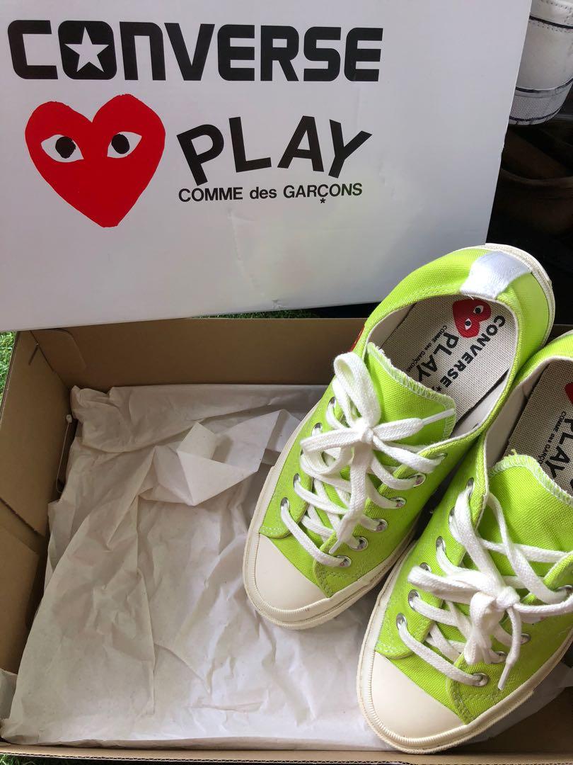 comme des garcons converse lime green