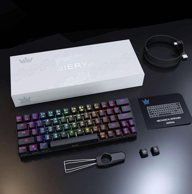 Dierya DK61 60% Wired Gaming Mechanical Keyboard Bluetooth RGB W/  Accessories