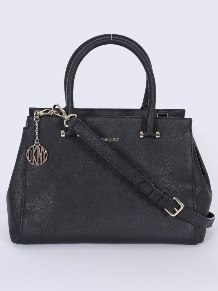 Dkny black saffiano charm satchel bag Clearance