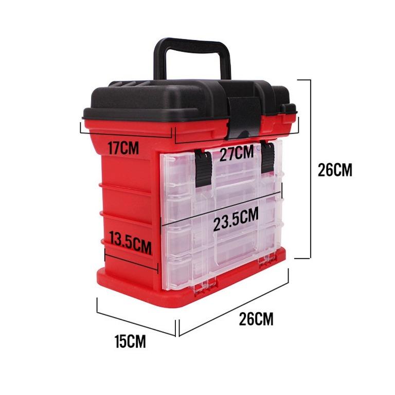 Fishing tackle box with four compartment box