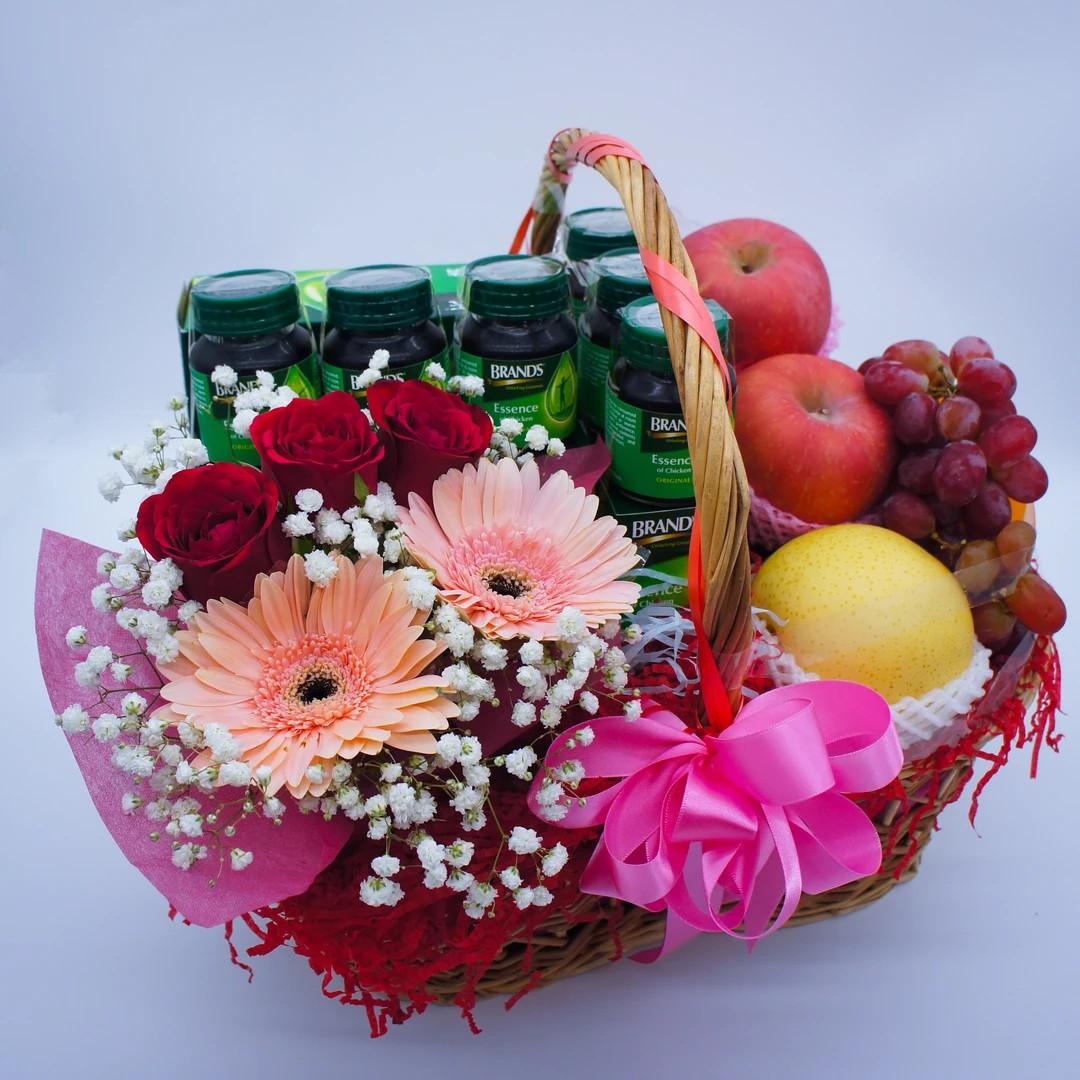 🚛Free Same Day Delivery 💕 Get Well Soon Fruits with Essence with Flowers  Basket
