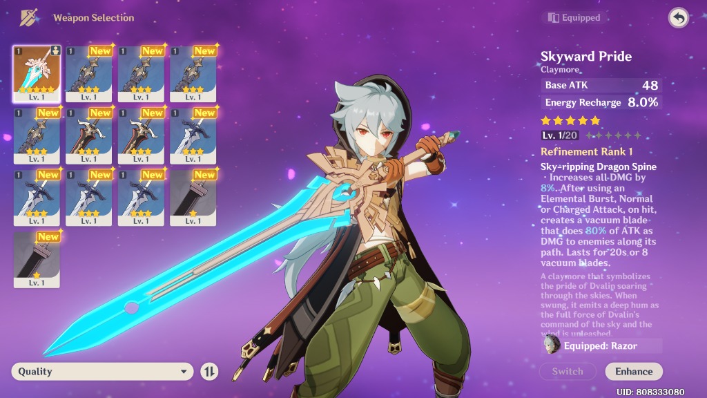 Genshin Impact 5 Star Weapon With Razor As Main Dps Toys Games Video Gaming Others On Carousell