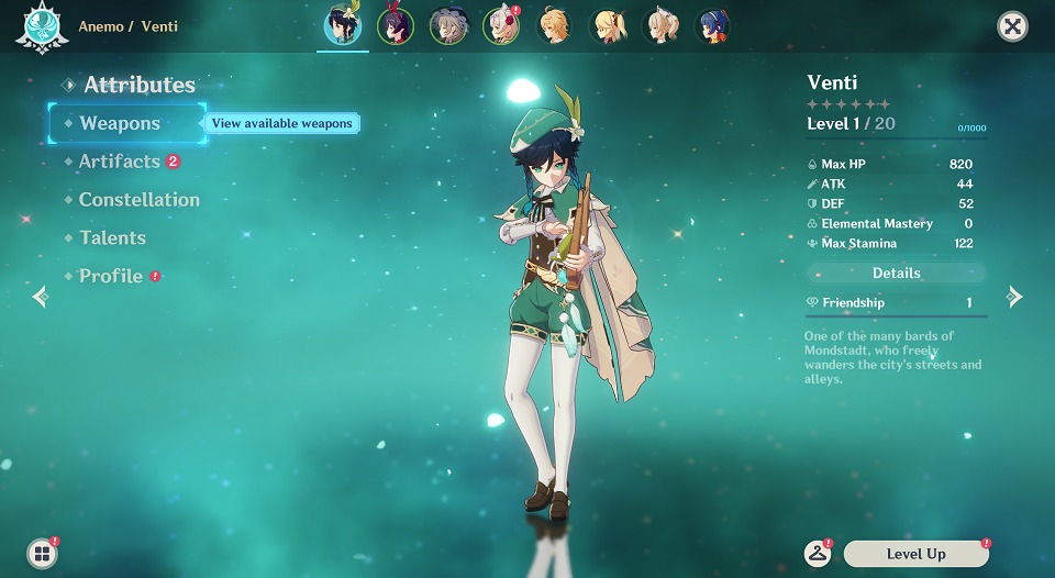 Genshin Impact Asia Server Ar7 Starter Account Venti 5 Star Video Gaming Video Games On Carousell