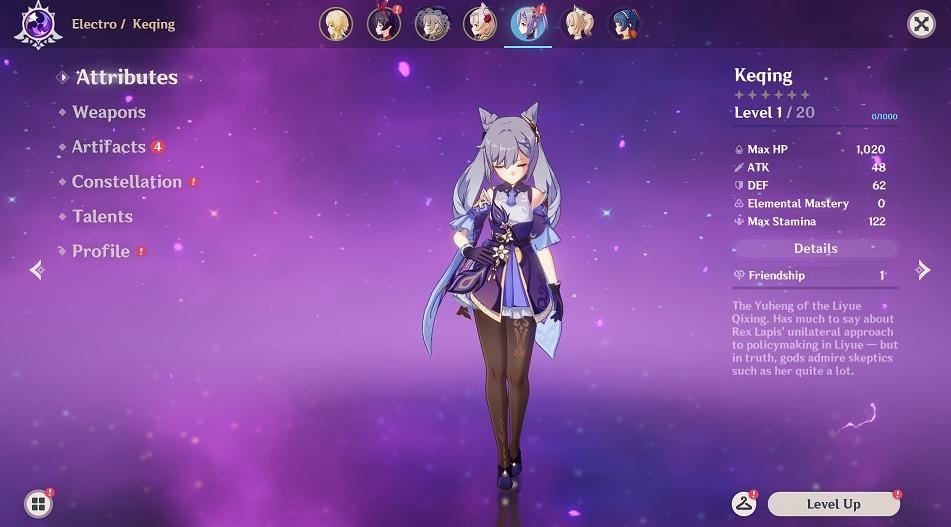 Genshin Impact Asia Server Ar7 2 Keqing In 1 Account 1st Level Constellation Video Gaming Video Games On Carousell