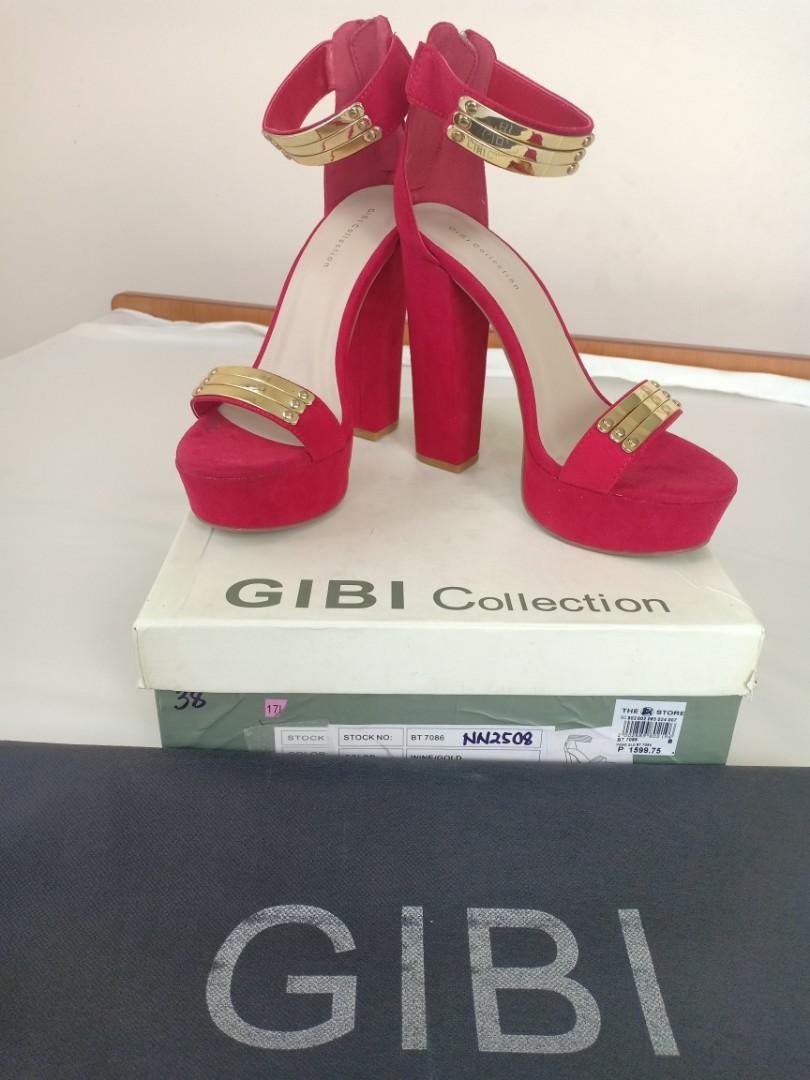 wine and gold heels