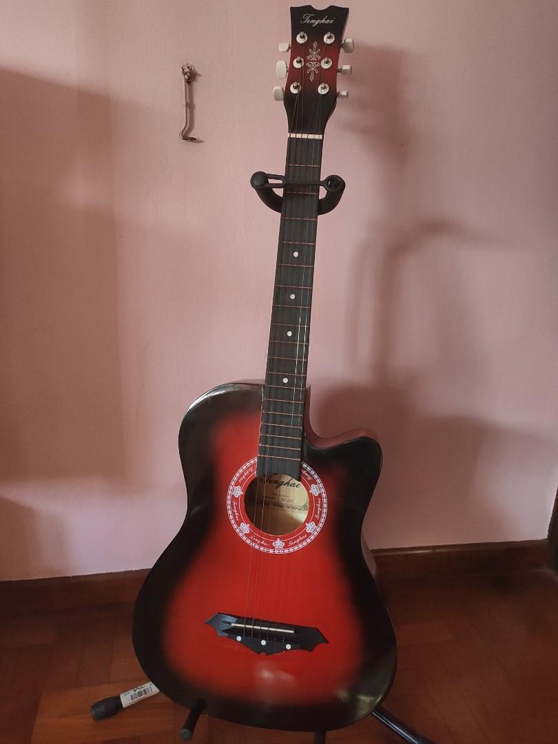 Guitar, Acoustic, Red & Black, Hobbies & Toys, Music & Media, Musical