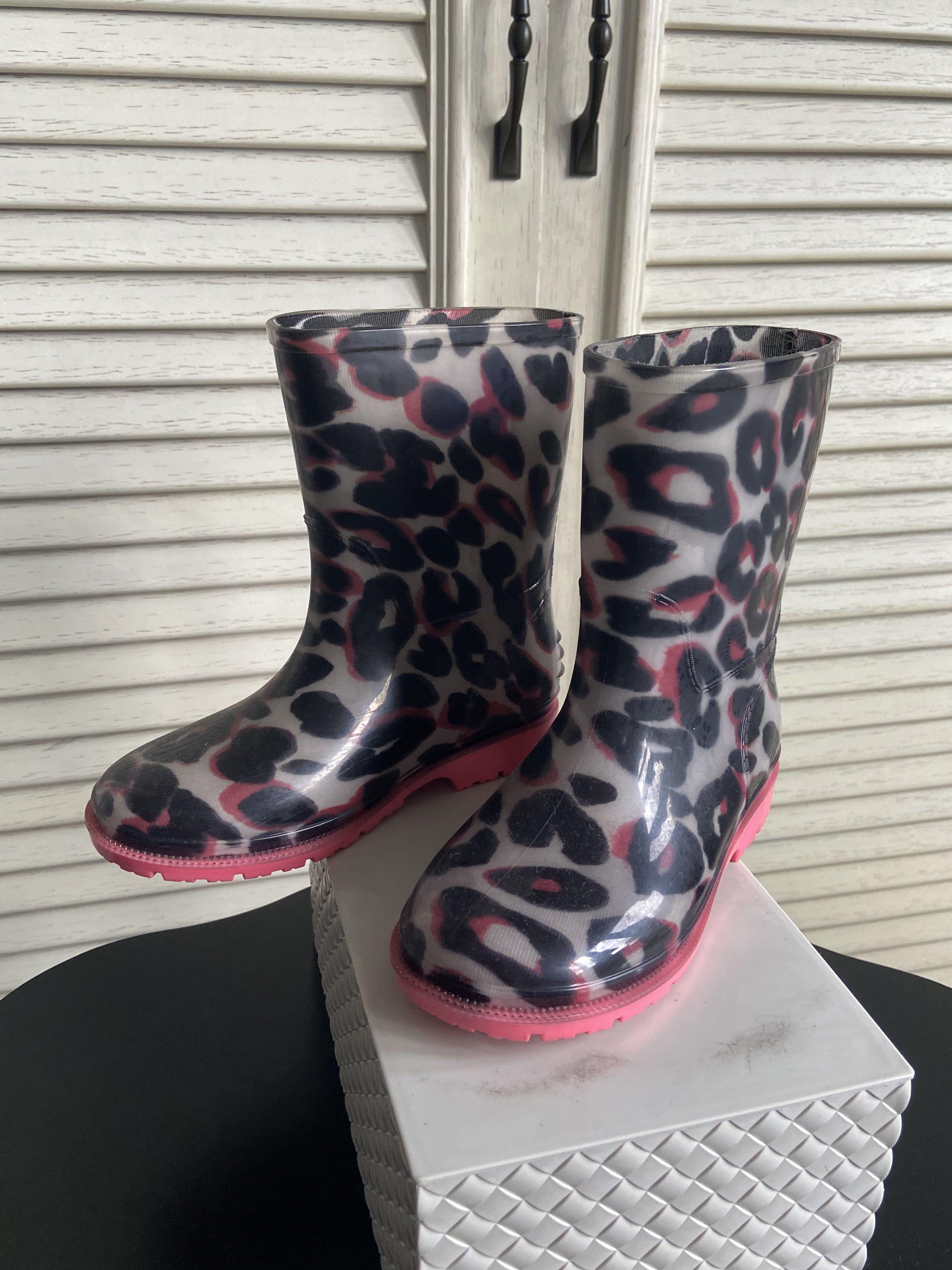 Gymboree girls cheetah print rain boots Babies Kids Babies