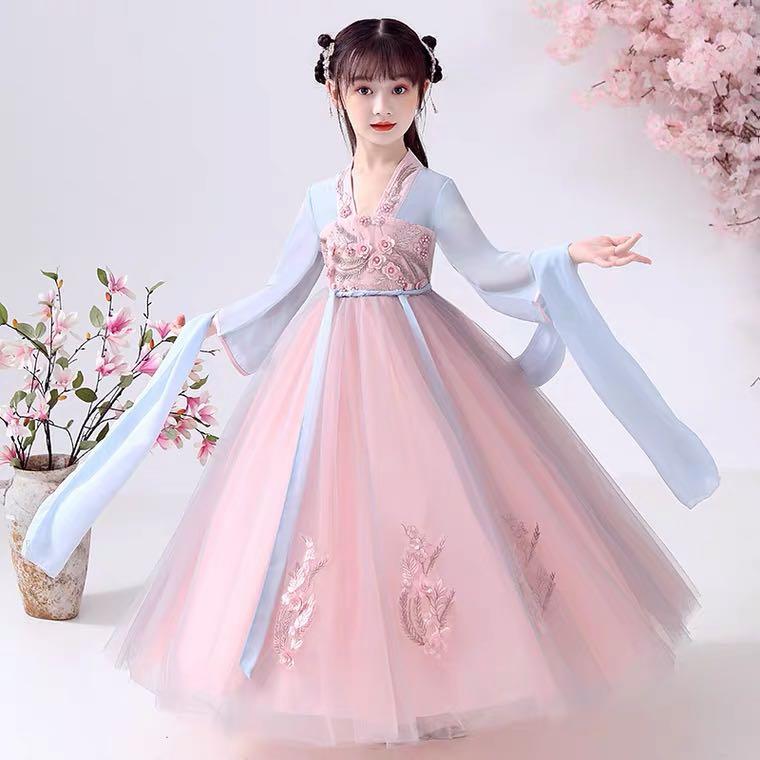 Girl Chinese Hanfu Dress Gown Children Ancient Fairy Long Sleeve Tang  Costumes | eBay