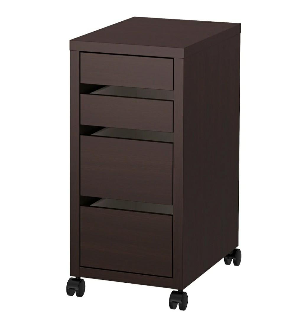 Ikea desk + drawer unit on castors, Furniture & Home Living, Furniture