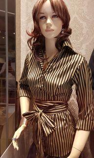 Ladies Black And Gold Striped Blouse