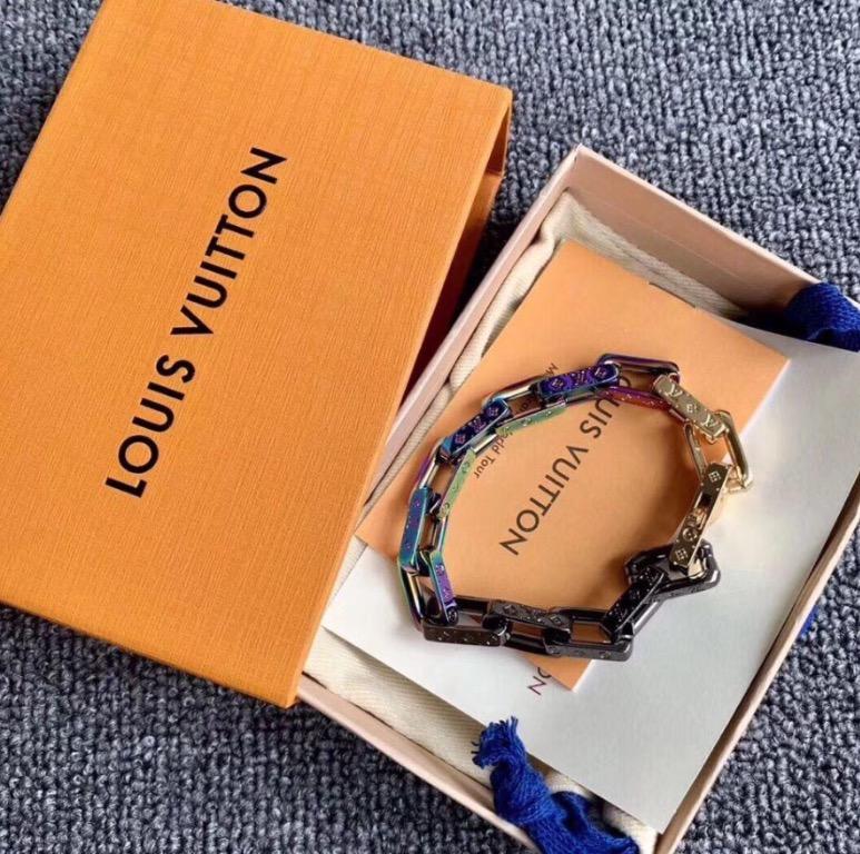 Pre-owned Louis Vuitton Chain Bracelet Engraved Monogram Colors Black/gold/multicolor