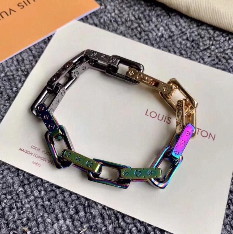 Pre-owned Louis Vuitton Chain Bracelet Engraved Monogram Colors Black/gold/multicolor