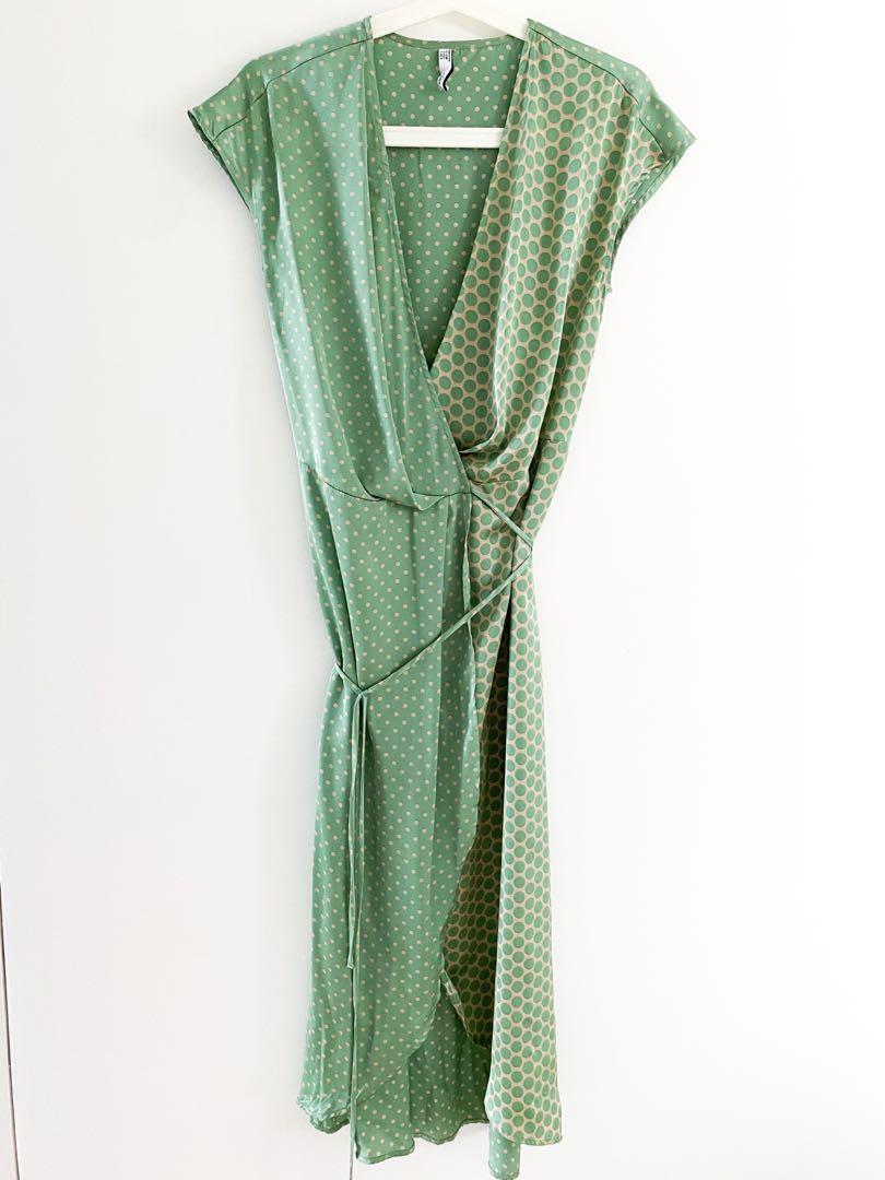 mango green polka dot dress