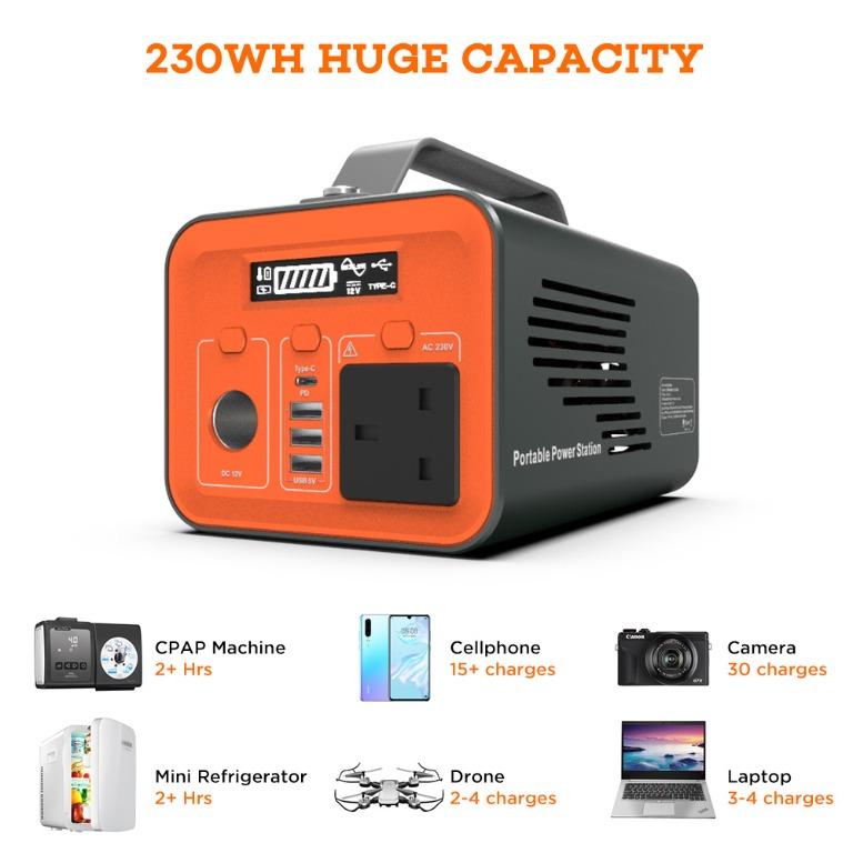 [NOVOO] 230Wh (62400mAh) Power Bank / Power Station with 200Watts AC