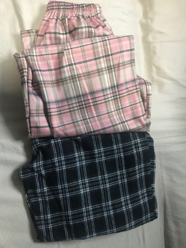 pink and black plaid pants