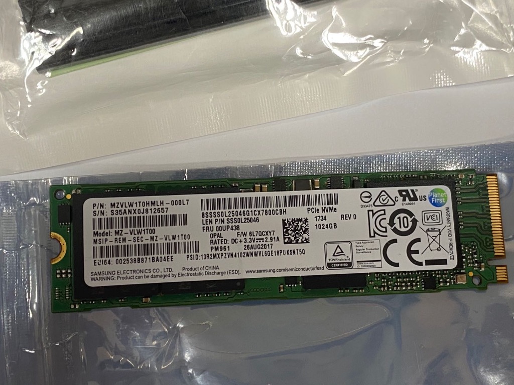 samsung pm961 1tb mz vlw1t00 m 2 2280 pcie gen3 x4 nvme internal ssd