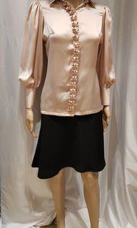 Satin Blouse with Frills