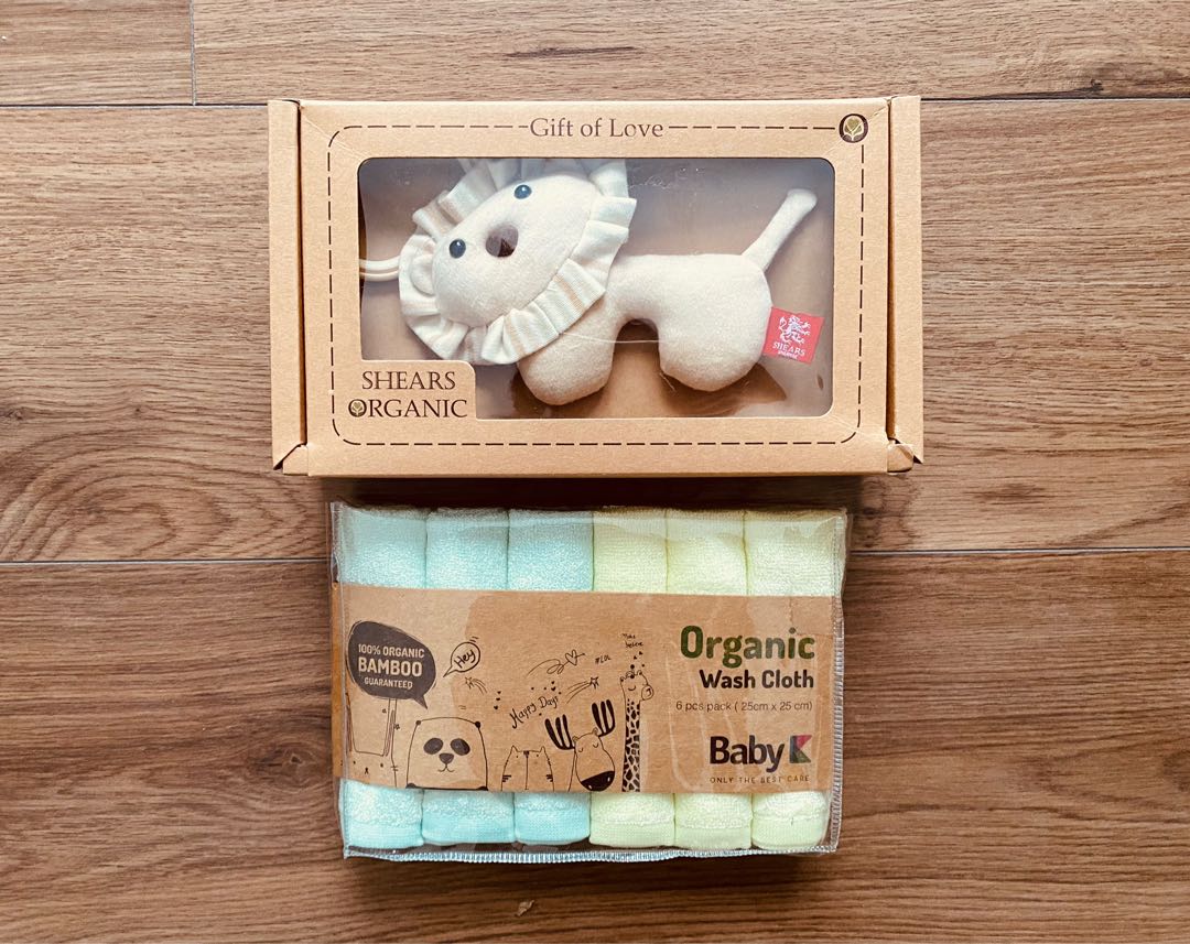 Shear Organic wash clothes + toy, Babies & Kids, Bathing & Changing, Baby Toiletries & Grooming