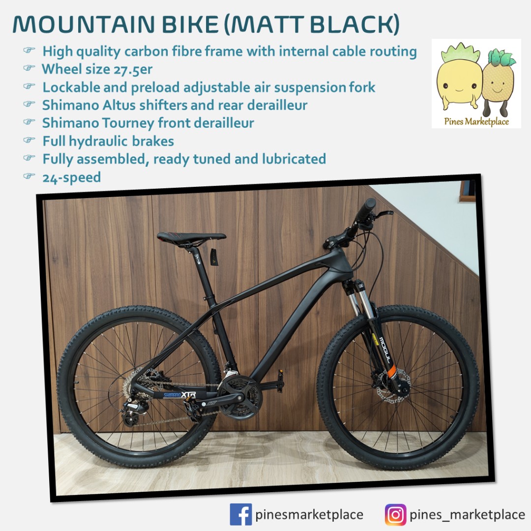 Matt black mountain bike shop