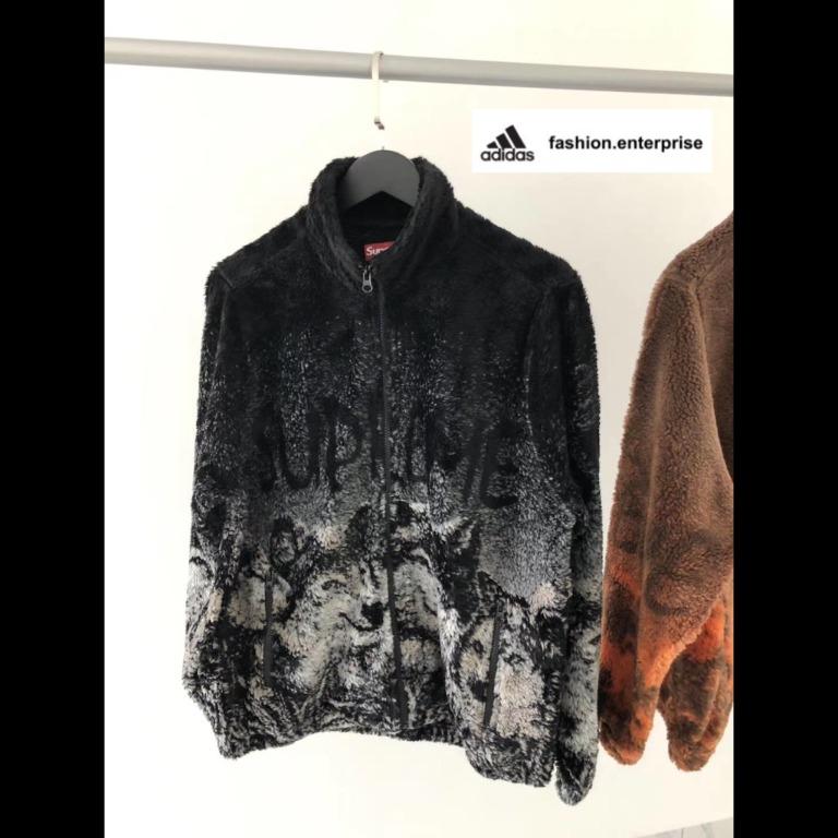 Supreme wolf discount fleece jacket black