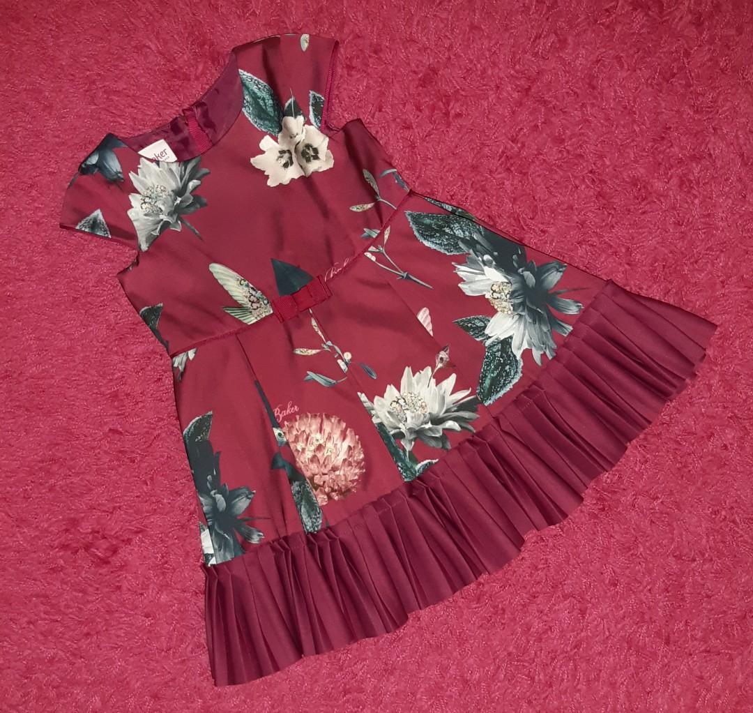 TED BAKER PLUM FLORAL HUMMINGBIRD PRINT DRESS